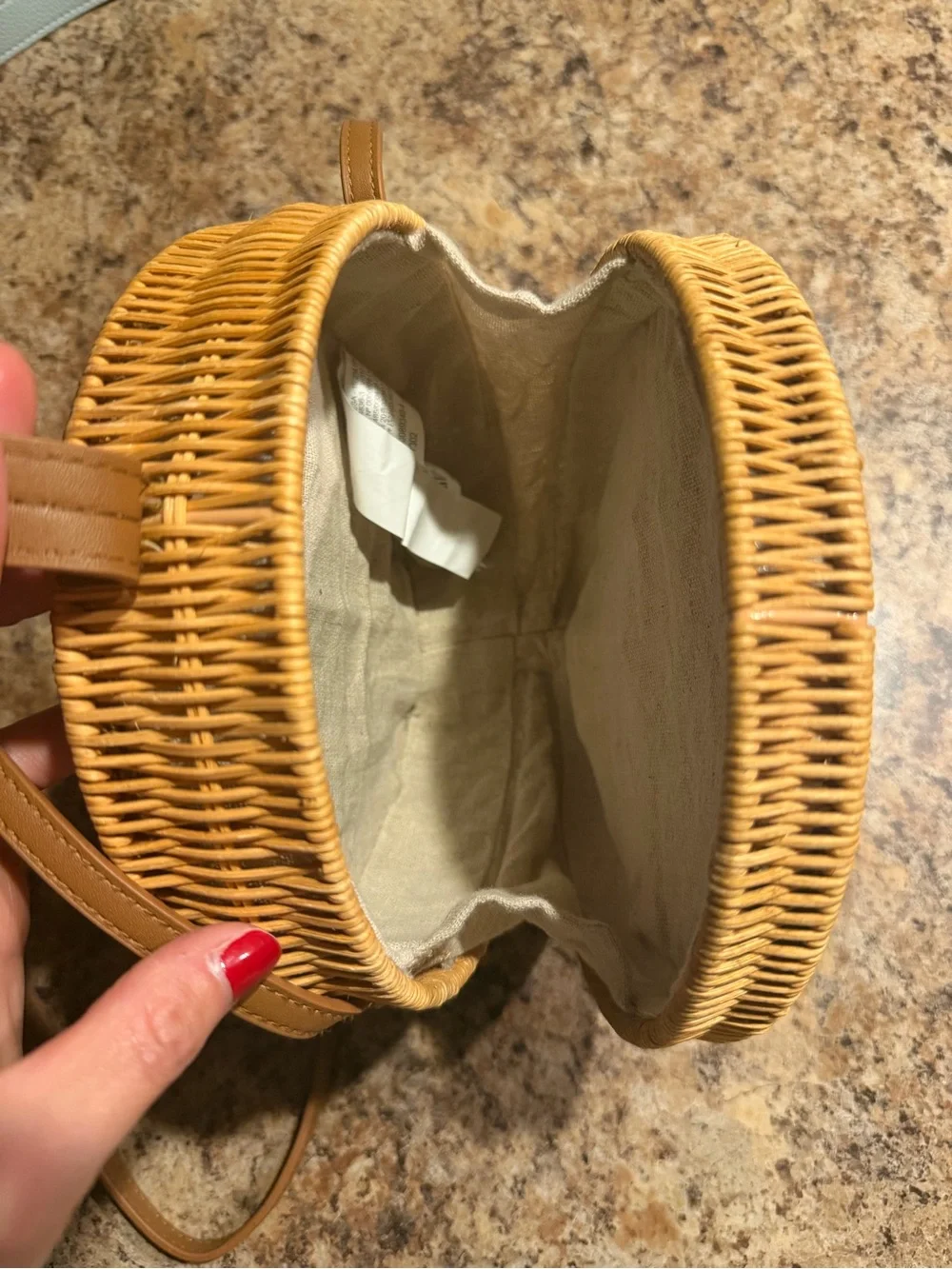 Zara Round Woven Crossbody Bag - Tan